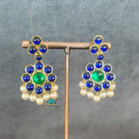 Precious Gold Polish Kemp Blue Stone Earrings - PKJ176