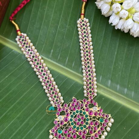 Kemp Short Haram - Precious Kempu Temple Jewellery - PKJ180