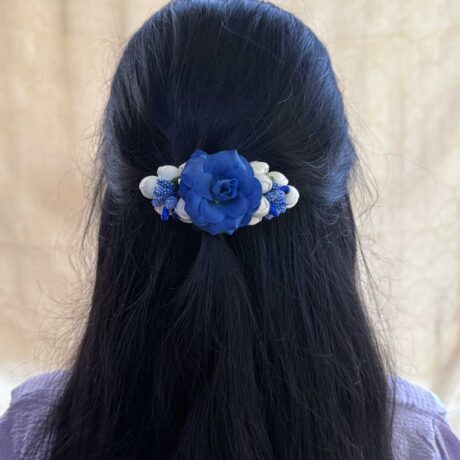 Hair Clip – Real Look like Jasmine With Blue Rose Hair Clip – J376