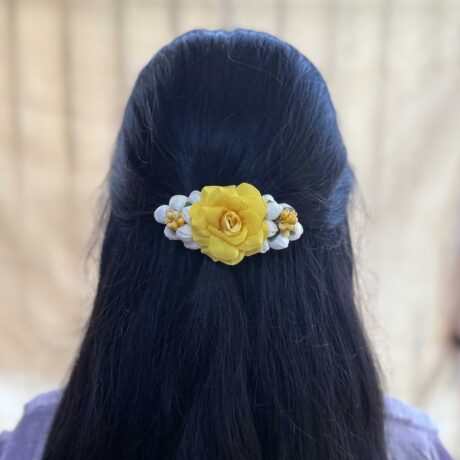 Hair Clip – Real Look like Jasmine With Yellow Rose Hair Clip – J377