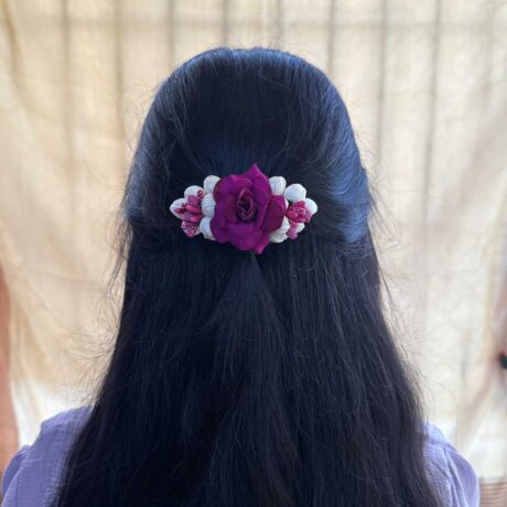 Hair Clip – Real Look like Jasmine With Purple Rose Hair Clip – J378