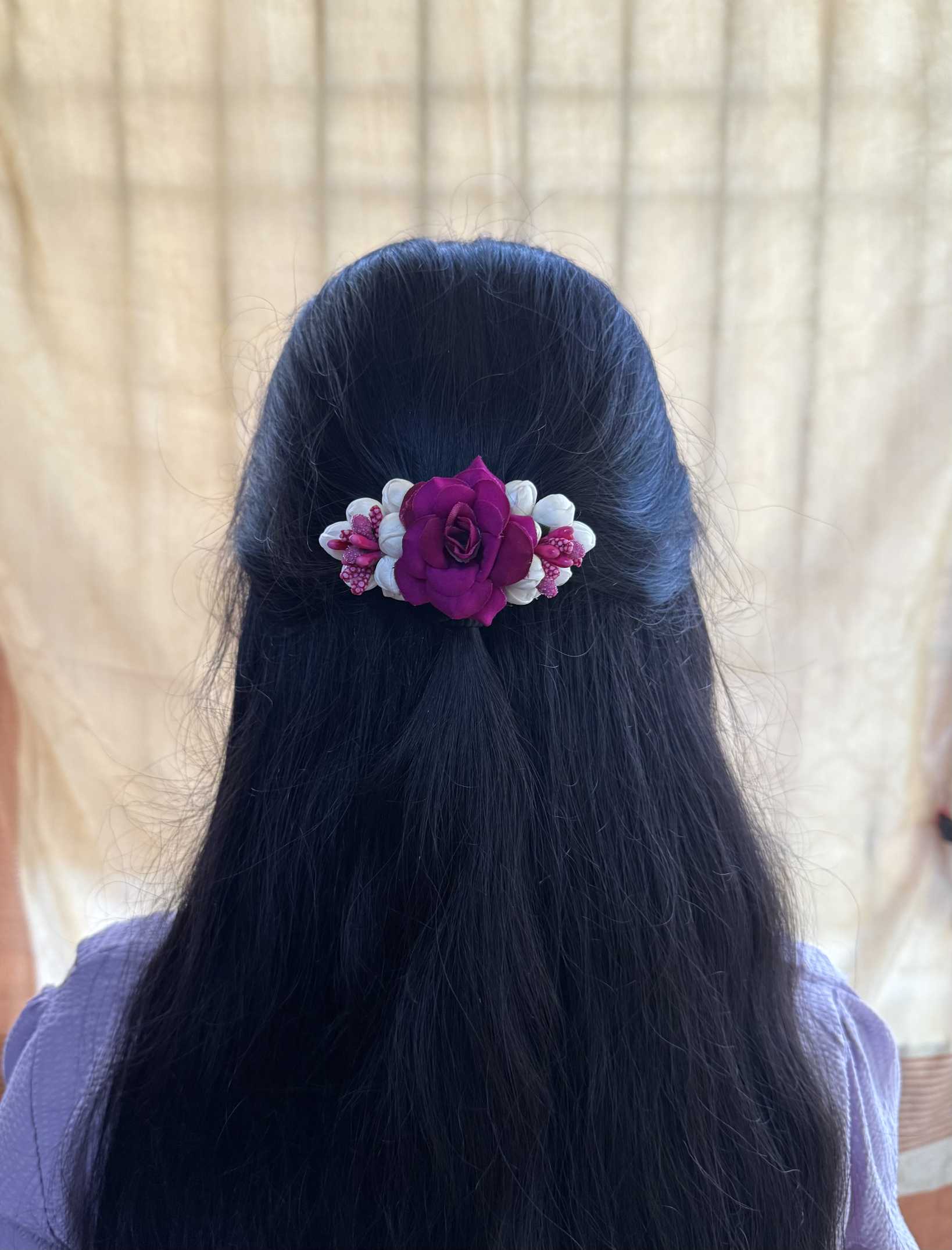 Hair Clip – Real Look like Jasmine With Purple Rose Hair Clip – J378