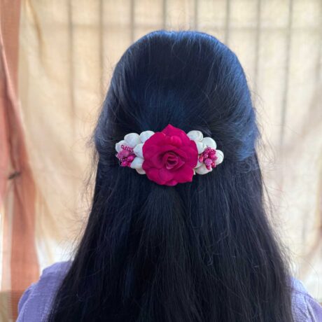 Hair Clip – Real Look like Jasmine With Pink Rose Hair Clip – J380