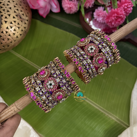 3D - Lotus Rose with Purple Silk thread Bangles – BC579
