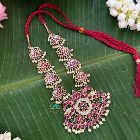 Kemp Short Haram – Precious Kempu Temple Jewellery- PKJ193