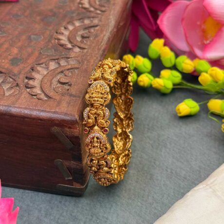Premium AD Gold Lakshmi cut design Openable Kada Bangle- PGB49