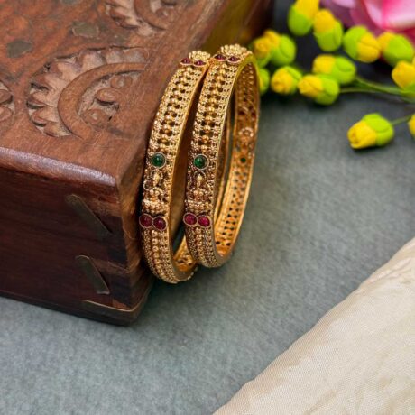 Premium Matte Finish Lakshmi cut Design Bangle Set - PGB54