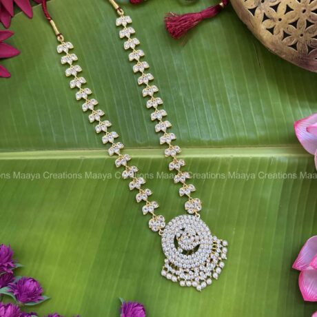 Precious Kemp Gold Polish White Stone Long Haram - PKJ230