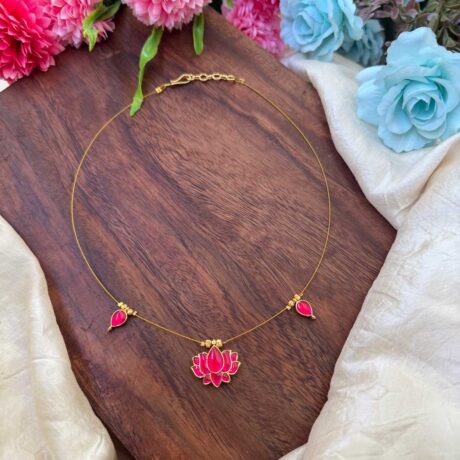Lotus with Rose drop Pendant Invisible Neckpiece – IN132