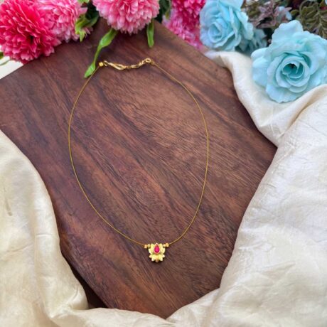 Single Lotus Pendant Invisible Neckpiece – IN135