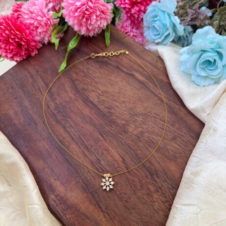 White Stone Flower Pendant Invisible Neckpiece – IN143