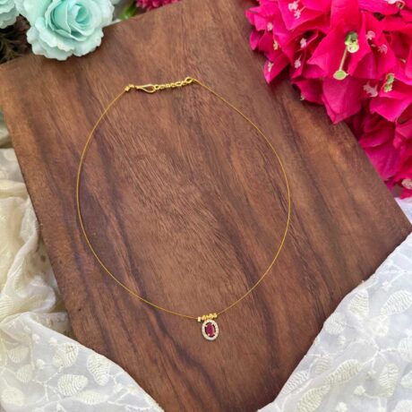 Single Stone Oval Pendant Invisible Neckpiece – IN152