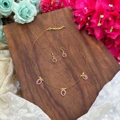 Single Stone Oval 3 Pendant Invisible Neckpiece – IN153