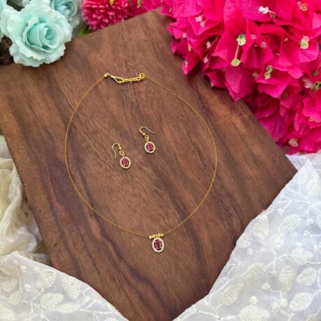 Single Stone Oval Pendant Invisible Neckpiece – IN154