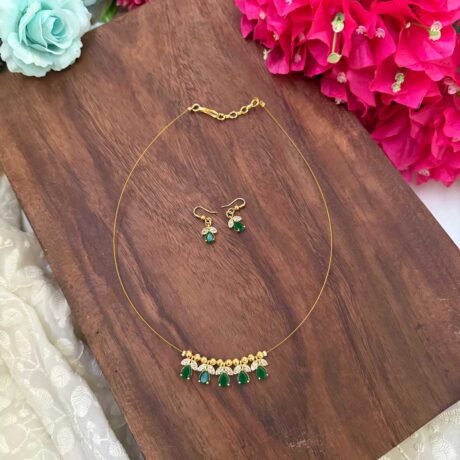 Dark Green Drop design 5 Pendant Invisible Neckpiece – IN166