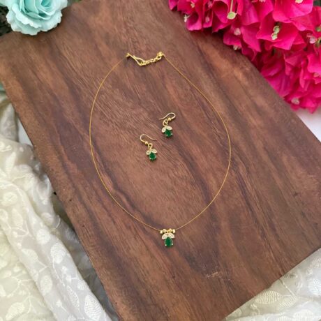 Dark Green Drop design Pendant Invisible Neckpiece – IN167