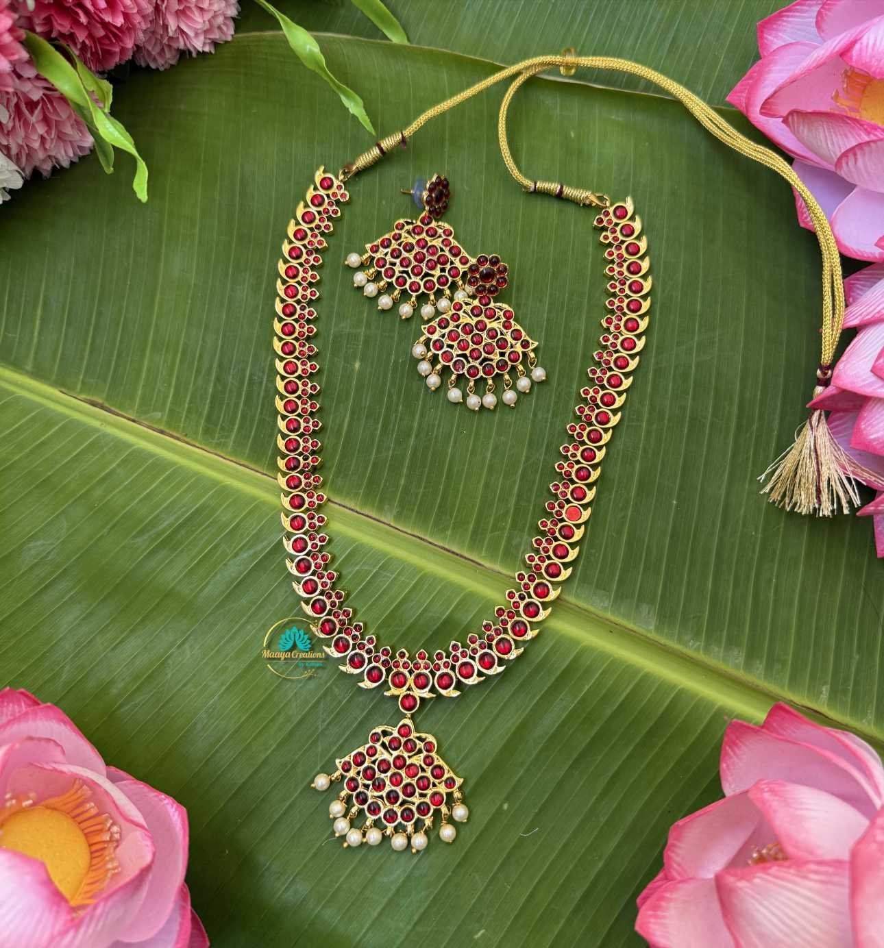 Red Kemp Mango Pendant Haram- KN097