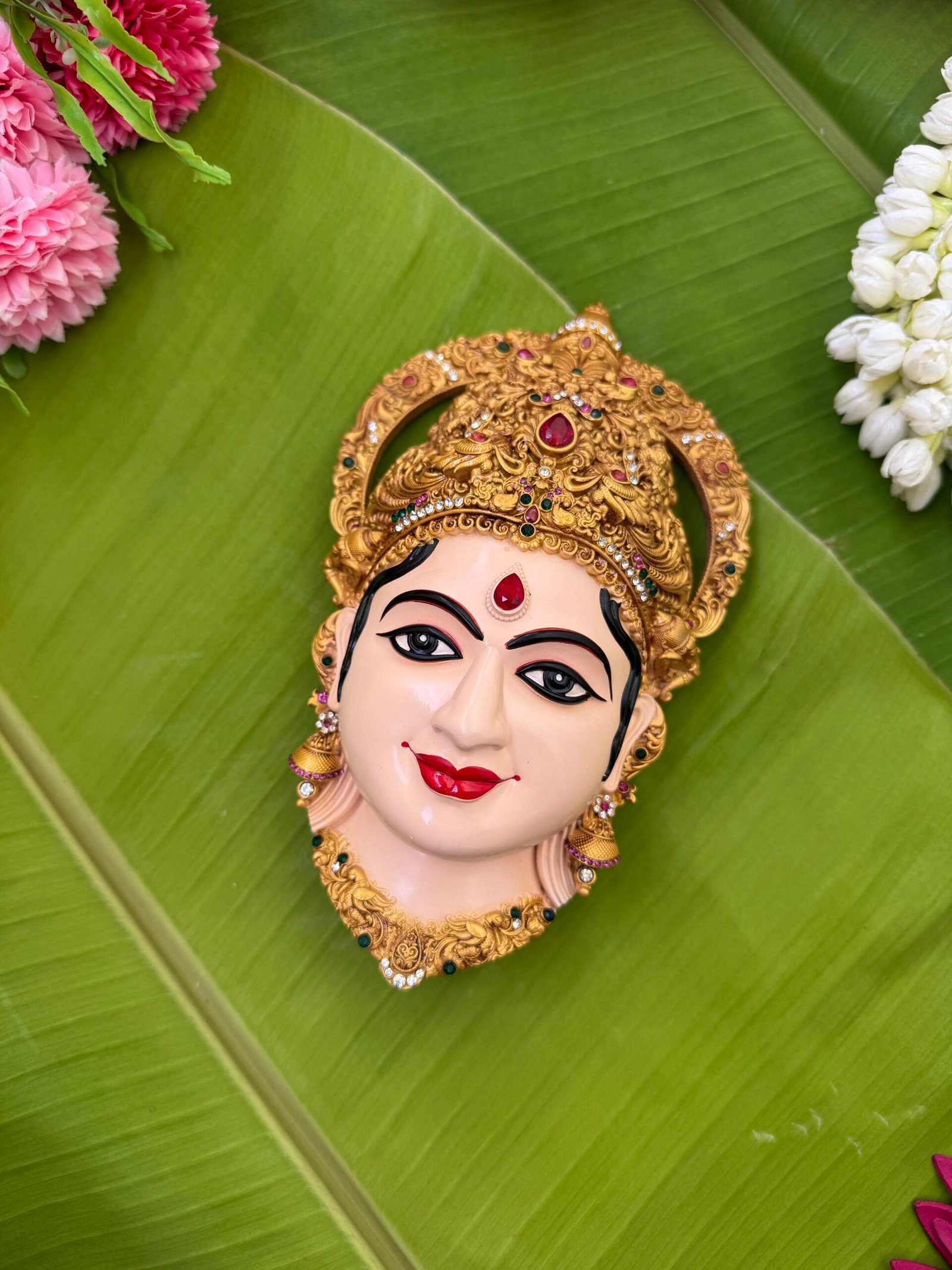 Premium Devi Mugam for Varalakshmi Kalasam / Goddess Face- LD03 (6 Inch) - Image 2