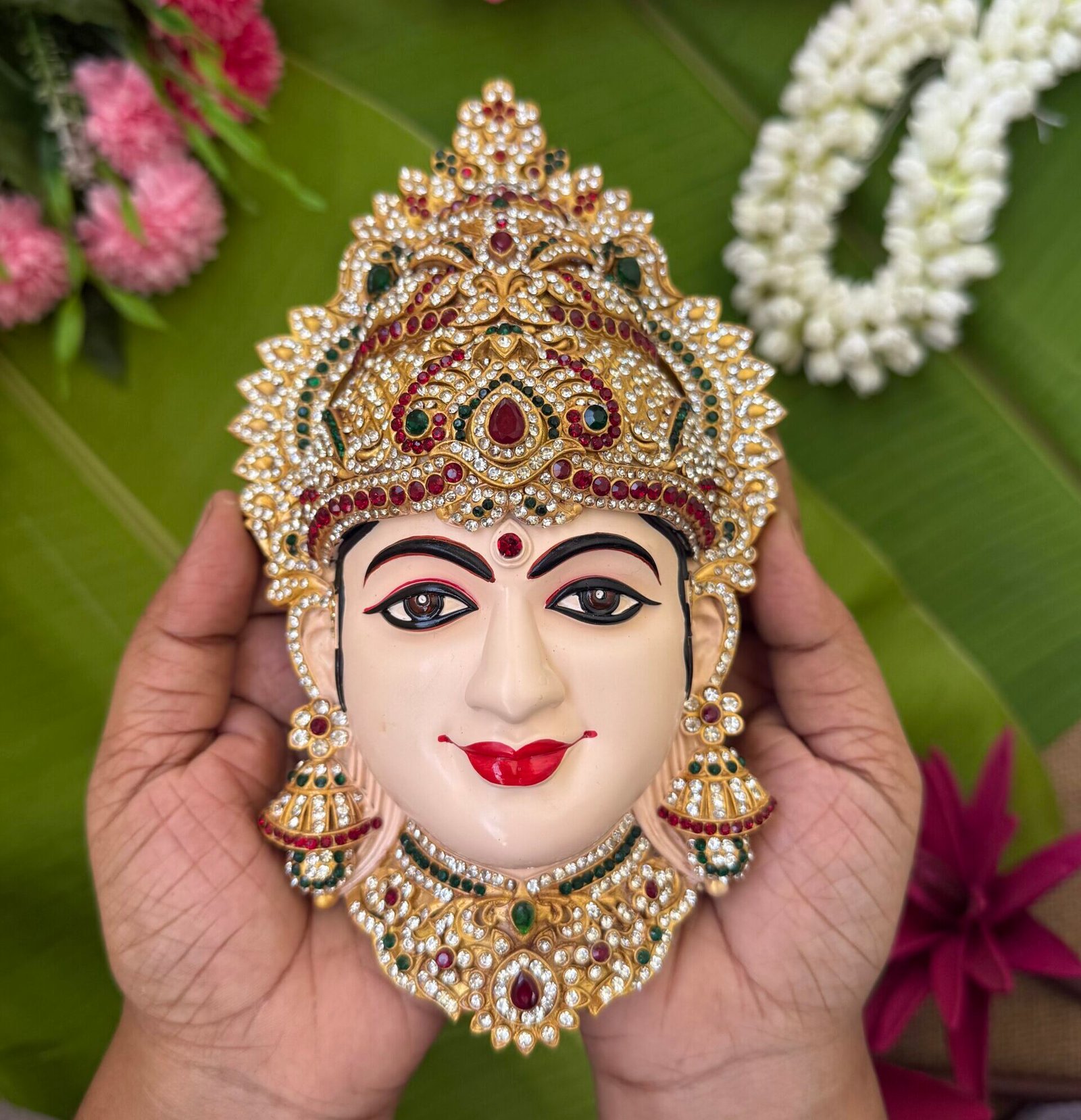 Premium Devi Mugam for Varalakshmi Kalasam / Goddess Face- LD02 (8 Inch) - Image 3
