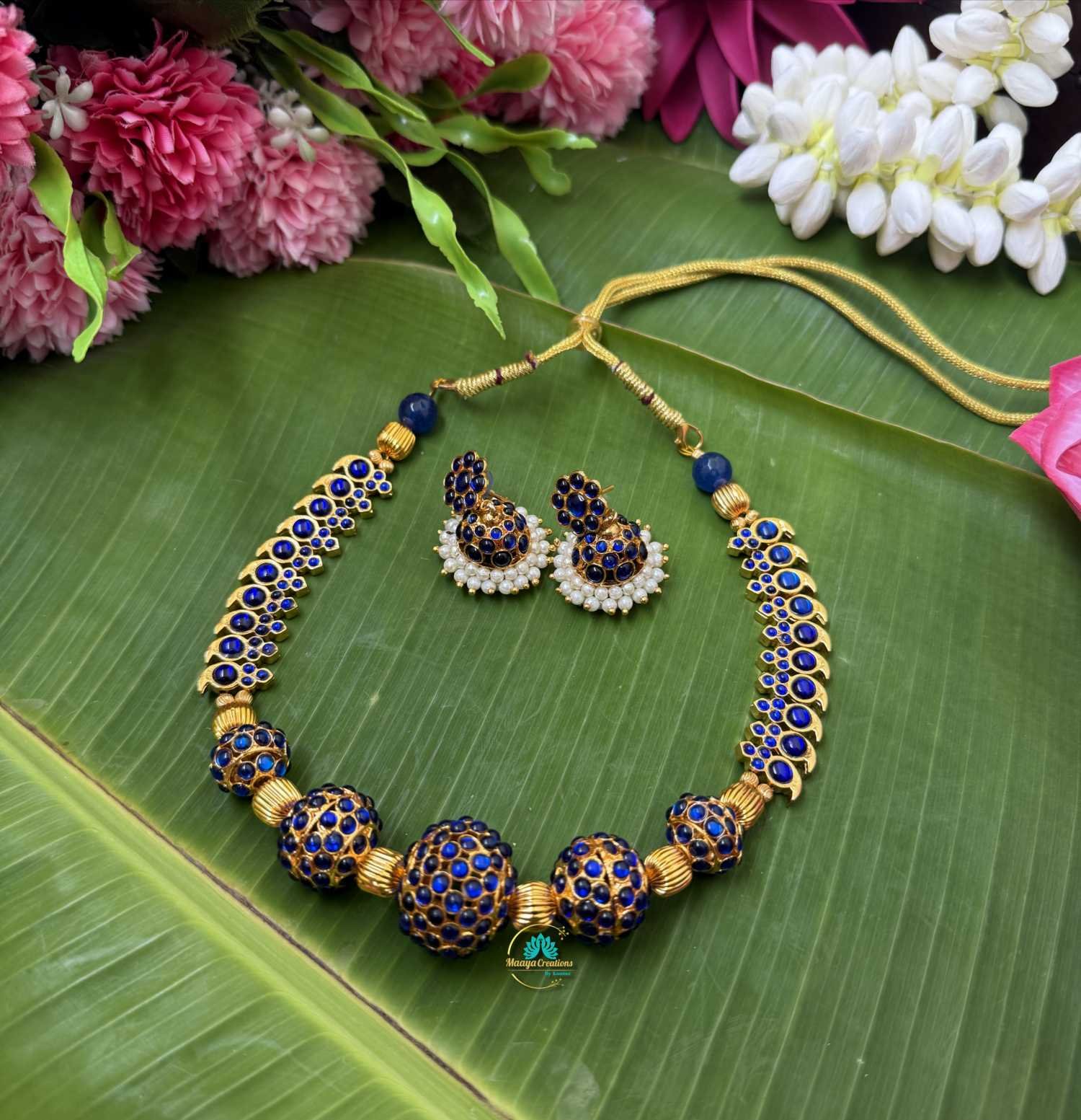 Blue Rudraksh Pendant Necklace- KN095 - Image 2