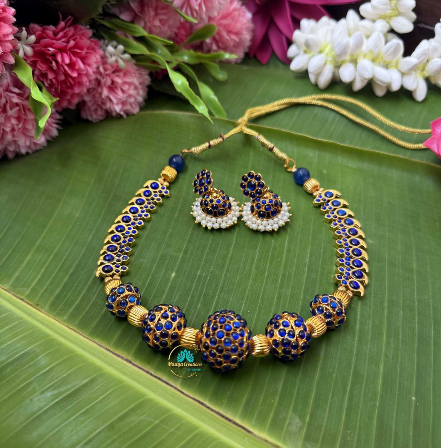 Blue Rudraksh Pendant Necklace- KN095