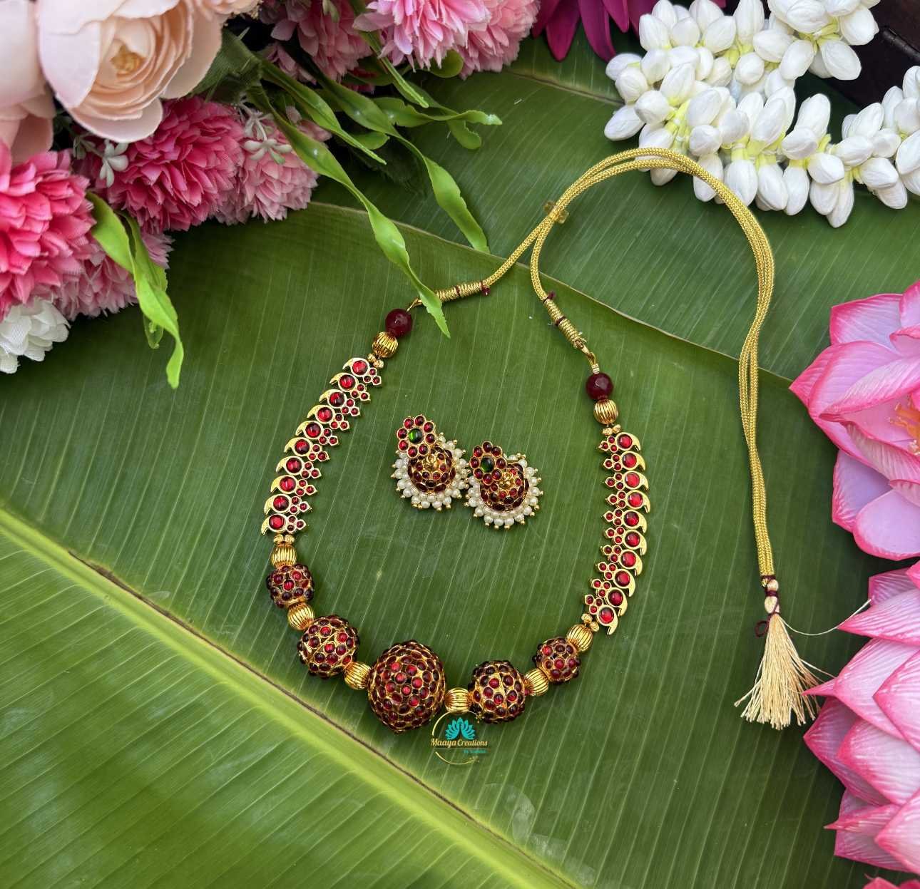Red Rudraksh Pendant Necklace- KN096 - Image 2