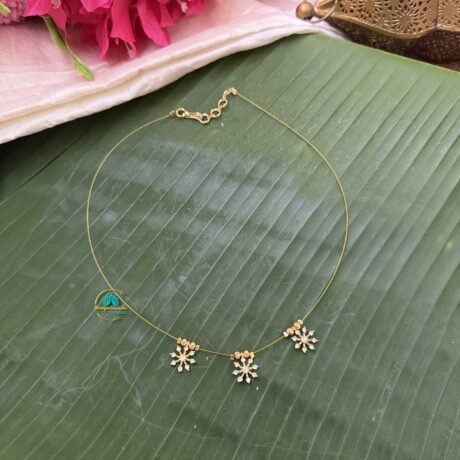 White Stone Flower 3 Pendant Invisible Neckpiece – IN183