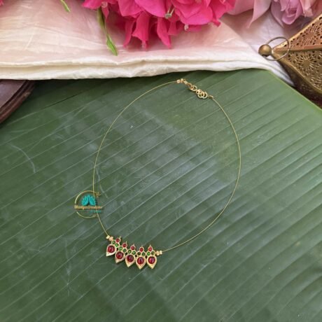 Red with Green Stone Thilak Kemp 5 Pendant Invisible Neckpiece – IN187