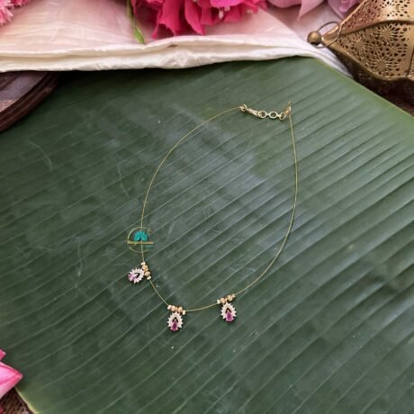 Rose Stone drop 3 Pendant Invisible Neckpiece – IN184