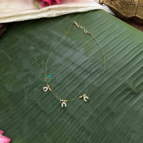 Dark Green Stone drop 3 Pendant Invisible Neckpiece – IN186