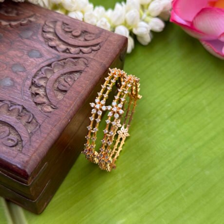 Premium 2 layer Stone with Flower Bangle Set - PGB57