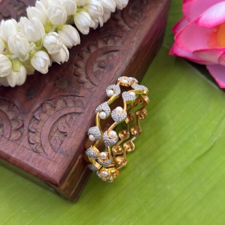 Premium AD stone with Pearl Design Bangles Set - PGB68