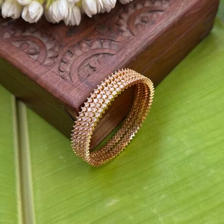 Premium Single Line White stone Bangles Set - PGB72