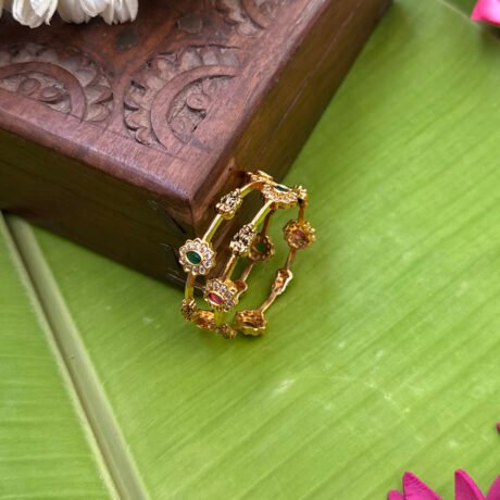 Premium Lakshmi with Oval Stone Bangles Set - PGB74
