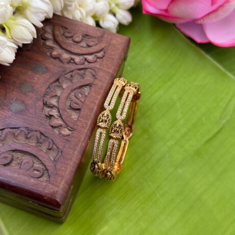 Premium White stone with Lakshmi Cut Bangles Set - PGB60