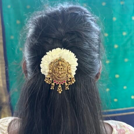 Premium Maaya Lakshmi jadai Billai embilished in Ruby stones with gold drops x mullai  - J449