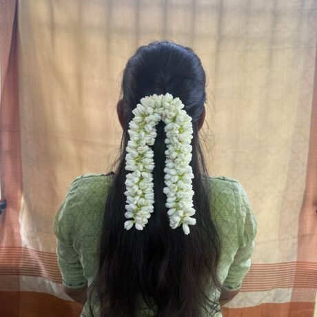 Semi-Bloomed Foamiran Malli – Reusable Handmade Jasmine Hair Garland - J408