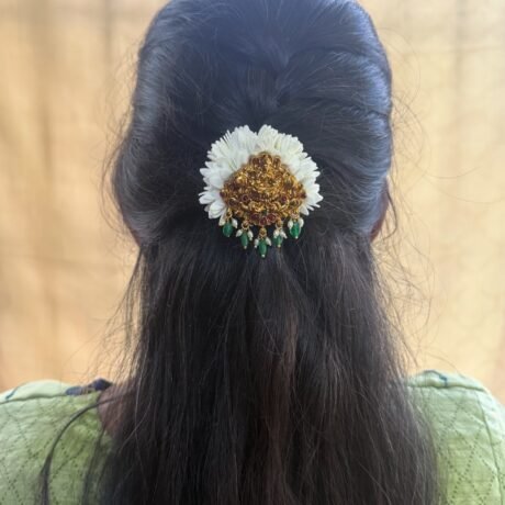 Lakshmi Jada Billai with Mullai Flower with green drops- J409