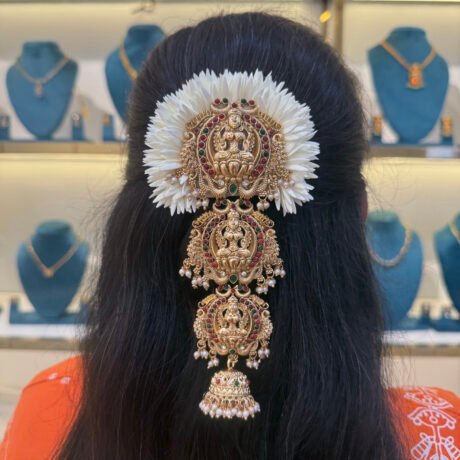 Maaya Lakshmi 3 step Jada Billai with Jhumka in Oosimalli Flower - J470